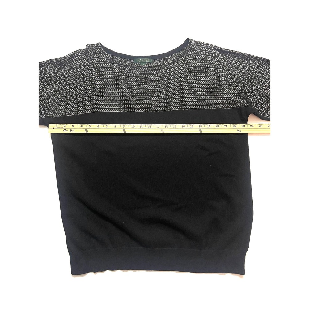 Lauren Ralph Lauren Black Chevron Colorblock Knit Top 1X Professional Classy - Picture 14 of 16